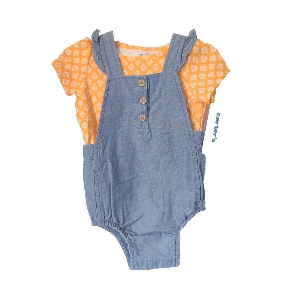 Carter's Baby Girls Tee & Chambray Bubble Suit 2Pc Spring Set 9 Mo Shower Gift